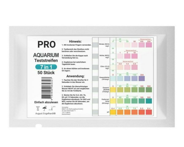 50x 7in1 Aquarium test strips, rapid test, GH pond fish water pH values B