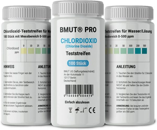100x Teststreifen Chlordioxid Test Lösung (CDL/CDS) Schnelltest Wasser 0-500 ppm - Image 2