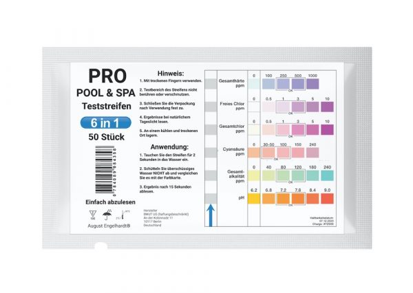 50x Pool Test 6in1 Whirlpool Wassertester Teststreifen Chlor pH Werte Testpapier B