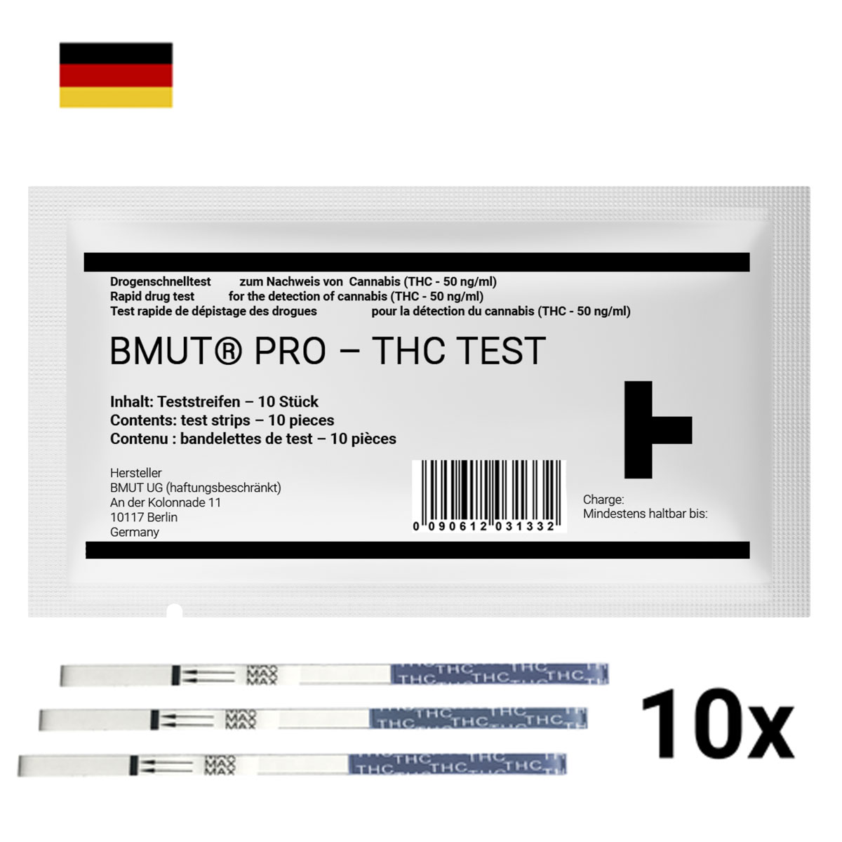 10x Drogenschnelltest - Drogentest für Marihuana Cannabis THC - BMUT®