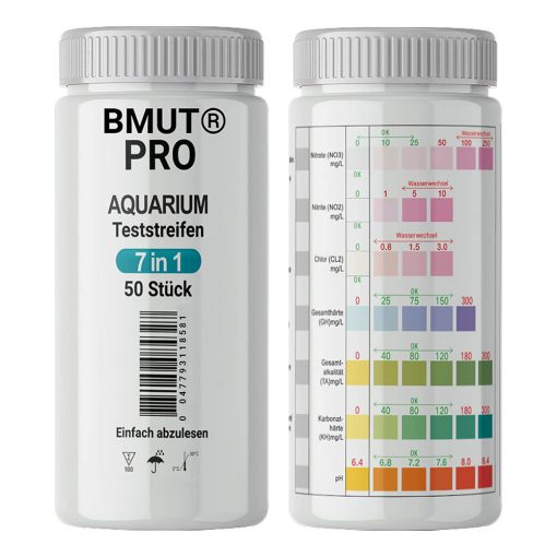 1x BMUT PRO Aquarium 7in1 Teststreifen 50x Schnelltest Wassertest