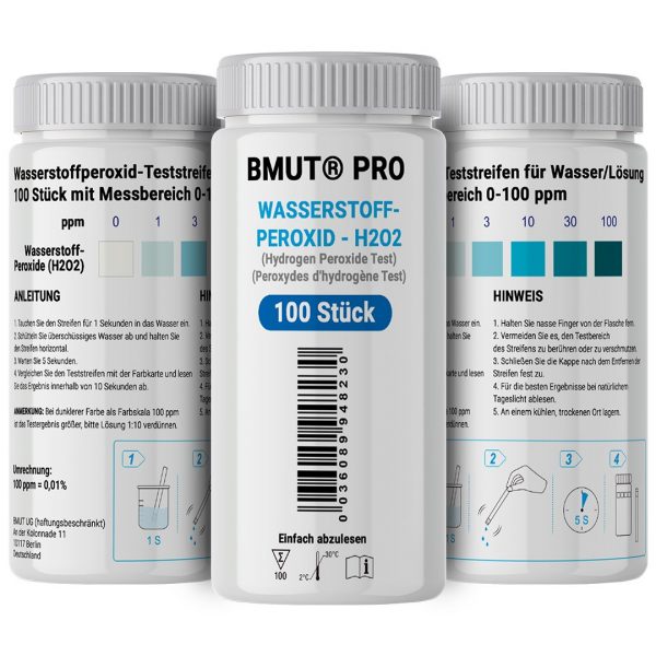 100x Wasserstoffperoxid 0-100 ppm Teststreifen Wassertest H2O2 – Konzentration messen - immagine 2