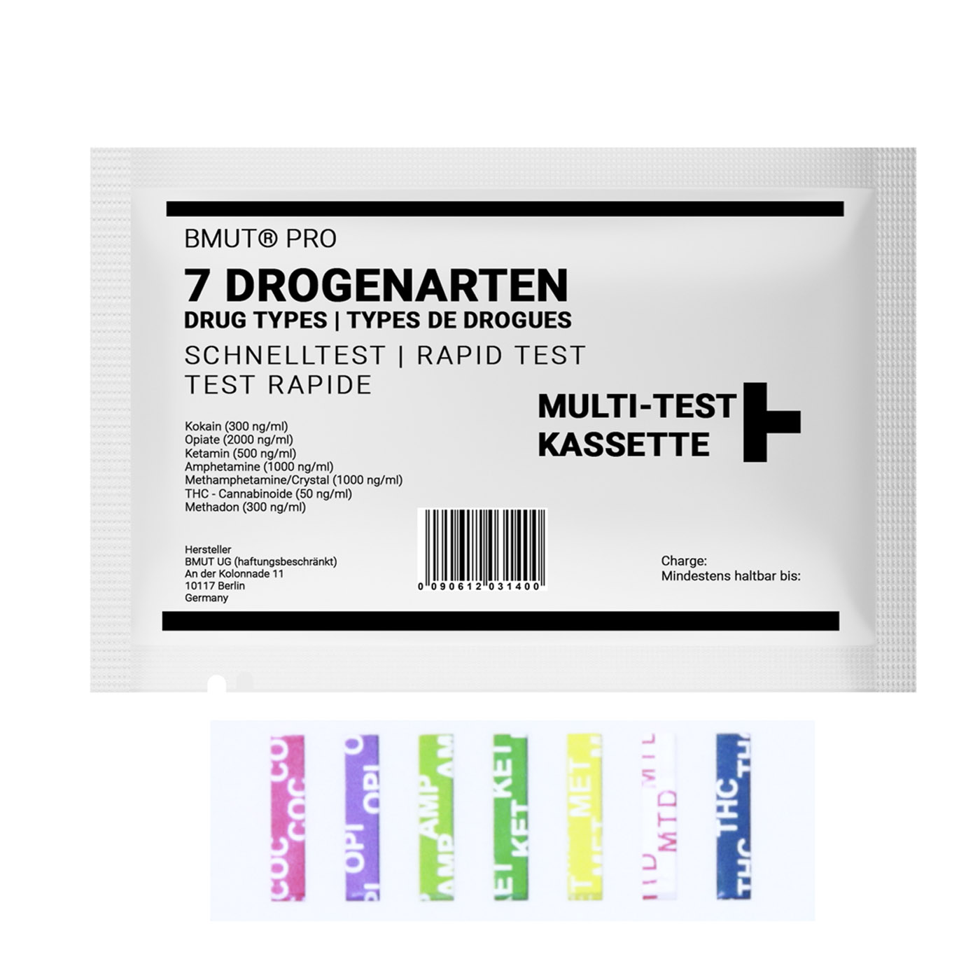 5x Drogenschnelltest Drogentest 7 Multi (Kokain, THC, Amphetamine u.v.m) -  BMUT®