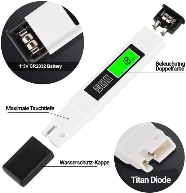 3in1 TDS Digitaler Wasserqualitätstester und EC sowie Temperatur-Meter (ppm Ionen) - Image 2