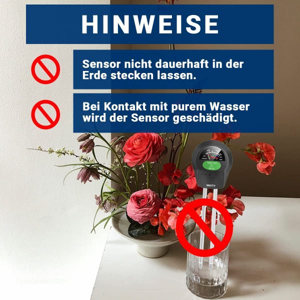 3in1 Bodentester, Boden-Feuchtigkeitsmessgerät, pH-Wert, Licht, ERD-Feuchtigkeitsmesser, Bodenmessgerät für Garten Zimmerpflanzen und Landwirtschaft - Image 8