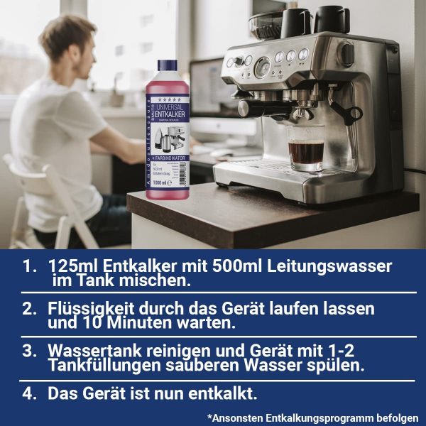 3x1000ml Universal-Entkalker für Kaffeevollautomat, Wasserkocher und Kaffeemaschine - für 8 Entkalkungen je 125ml - immagine 5