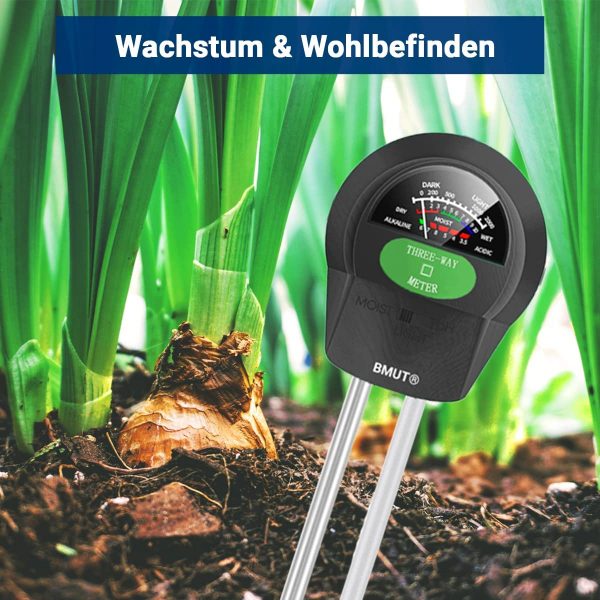 3in1 Bodentester, Boden-Feuchtigkeitsmessgerät, pH-Wert, Licht, ERD-Feuchtigkeitsmesser, Bodenmessgerät für Garten Zimmerpflanzen und Landwirtschaft - Image 3