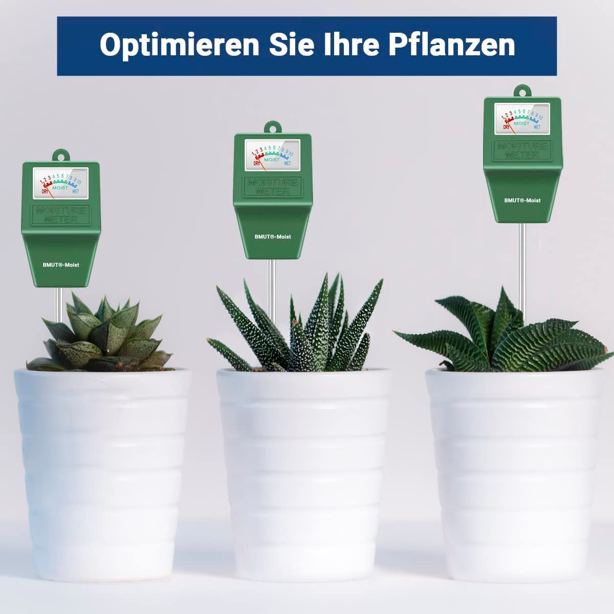 3x Feuchtigkeitsmessgert fr Erde & Pflanzen, Boden-Feuchtigkeitsmesser,  Bodenmessgert fr Garten Zimmerpflanzen und Landwirtschaft - BMUT