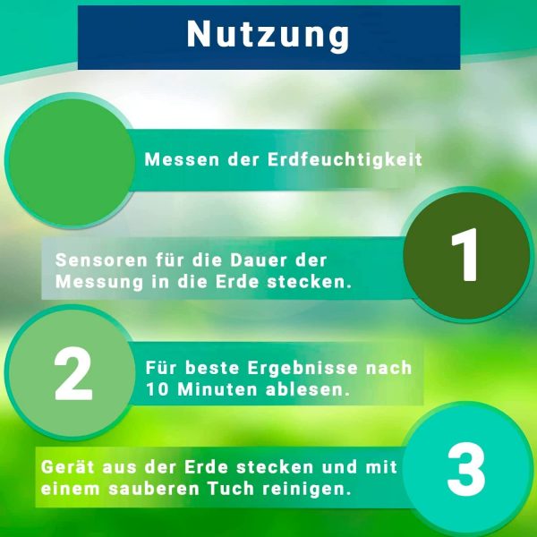 3x Feuchtigkeitsmessgerät für Erde & Pflanzen, Boden-Feuchtigkeitsmesser, Bodenmessgerät für Garten Zimmerpflanzen und Landwirtschaft - immagine 5