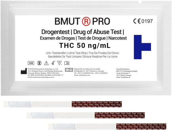 10x THC Drogentest mit 50 ng/mL – Cannabis - Marijuana - Haschisch, THC Urintest, Teststreifen, hohe Sensitivität, Drogenschnelltest (Apothekenqualität) - immagine 7