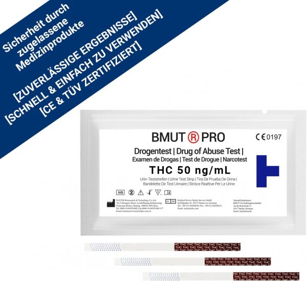 10x THC Drogentest mit 50 ng/mL – Cannabis - Marijuana - Haschisch, THC Urintest, Teststreifen, hohe Sensitivität, Drogenschnelltest (Apothekenqualität) - immagine 6
