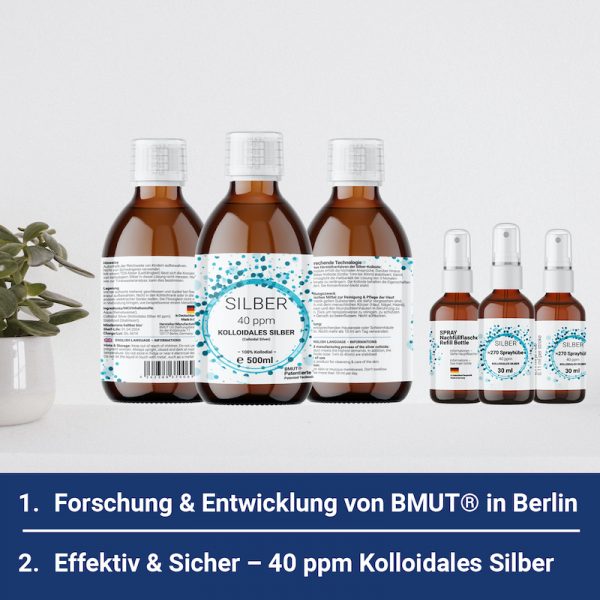 1x 500ml Kolloidales Silber (40 ppm) in Braunglasflasche mit 30ml Spray- Sprühflasche | Silberwasser | Reinstwasser | 100% Kolloidal - Image 5