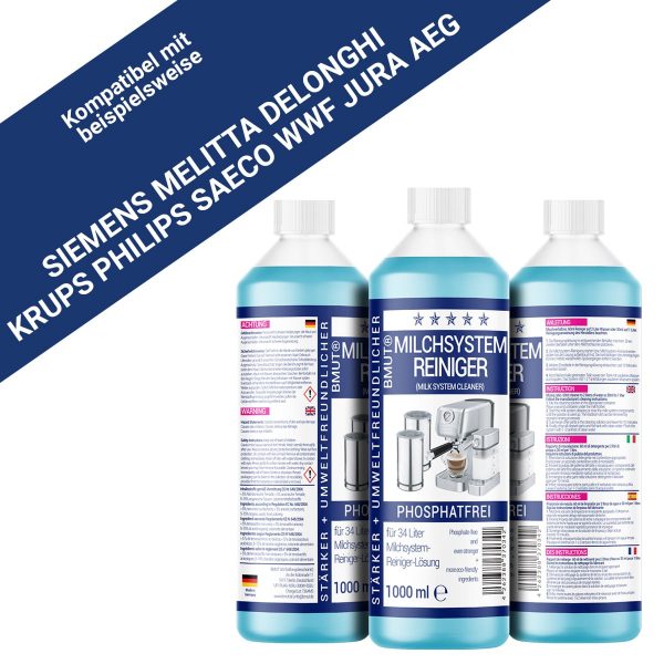 2x1000ml Milchsystemreiniger (34 Anwendungen) für Kaffeevollautomat Milchschäumer – Milchschaumreiniger – Universal-Reiniger flüssig für alle Marken - immagine 5