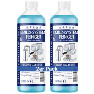 2x1000ml Milchsystemreiniger (34 Anwendungen) für Kaffeevollautomat Milchschäumer – Milchschaumreiniger – Universal-Reiniger flüssig für alle Marken