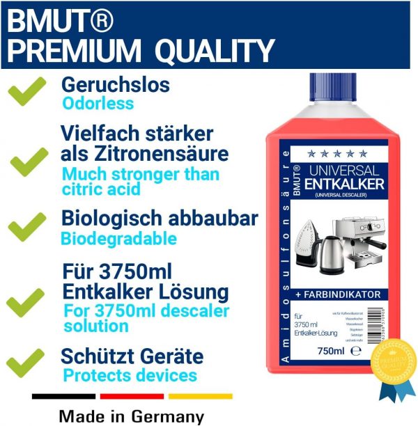750ml Entkalker Universalentkalker Konzentra für Kaffeevollautomat, Wasserkocher etc. – für 6 Entkalkungen/Anwendungen je 125ml - immagine 2