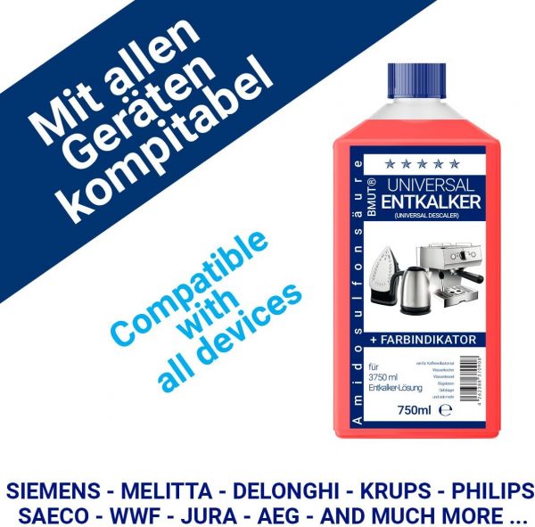 750ml Entkalker Universalentkalker Konzentra für Kaffeevollautomat, Wasserkocher etc. – für 6 Entkalkungen/Anwendungen je 125ml - immagine 6