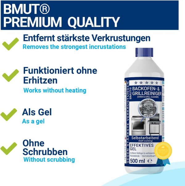 3x500ml (1,5 Liter) Backofenreiniger extra stark | mit Pinsel + Mikrofasertuch XXL | Gel Paste | Grillreiniger | gegen Eingebranntes & Verkrustungen | selbstarbeitend - Image 2