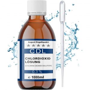 1000ml Chlordioxid-Lösung 0,3% – CDL/CDs in Braunglasflasche & HD-PE Pipette zum Tropfen (1 Liter)