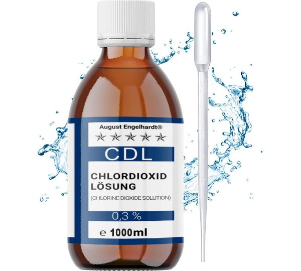 1000ml Chlordioxid-Lösung 0,3% – CDL/CDs in Braunglasflasche & HD-PE Pipette zum Tropfen (1 Liter)