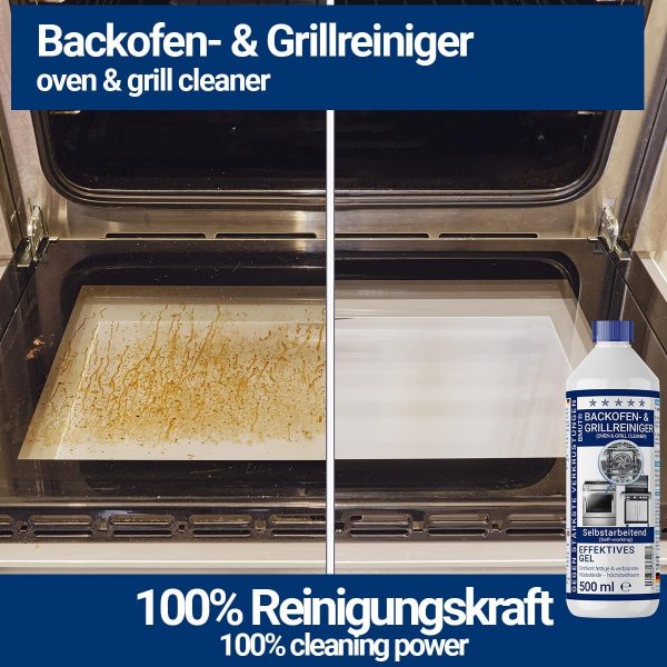 3x500ml (1,5 Liter) Backofenreiniger extra stark | mit Pinsel + Mikrofasertuch XXL | Gel Paste | Grillreiniger | gegen Eingebranntes & Verkrustungen | selbstarbeitend - Image 5