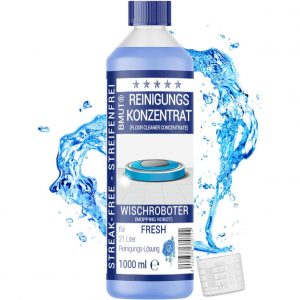 BMUT 1x 1000ml Wischroboter Reinigungsmittel Konzentrat mit Frische-Duft & Dosierbecher | Streifenfrei & schaumarm | Saugwischer | Bodenreiniger