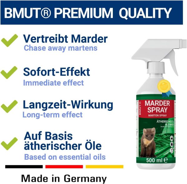 BMUT 500ml Marderspray für Auto, Dachboden & Garage, Sofort & Langfristig, Marderschreck & Marderabwehr - immagine 2
