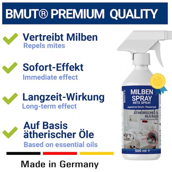 500ml Milbenspray für Matratzen | 100% giftfrei | Bettwäsche | Polster | Textil | Hausstaubmilben Spray | bei Allergie - immagine 2