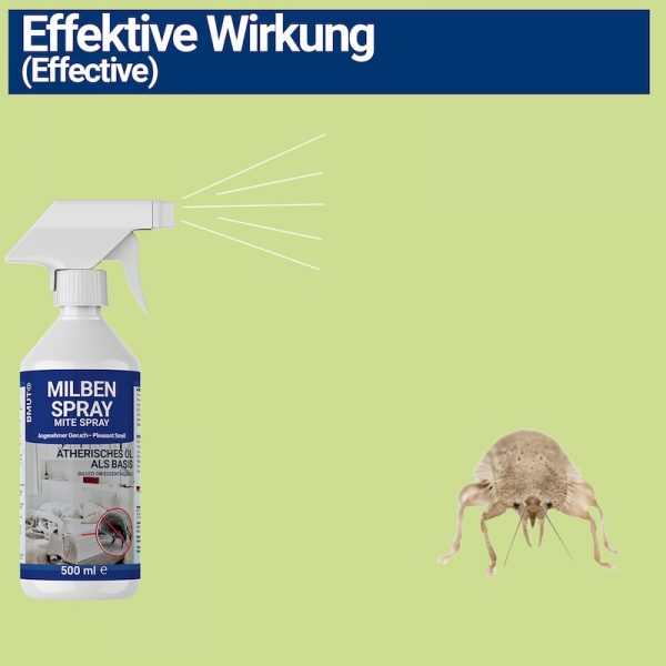 500ml Milbenspray für Matratzen | 100% giftfrei | Bettwäsche | Polster | Textil | Hausstaubmilben Spray | bei Allergie - immagine 6