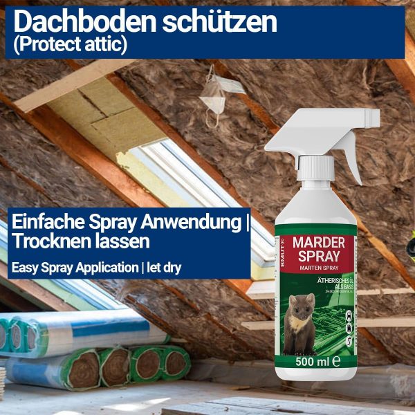 BMUT 500ml Marderspray für Auto, Dachboden & Garage, Sofort & Langfristig, Marderschreck & Marderabwehr - immagine 6