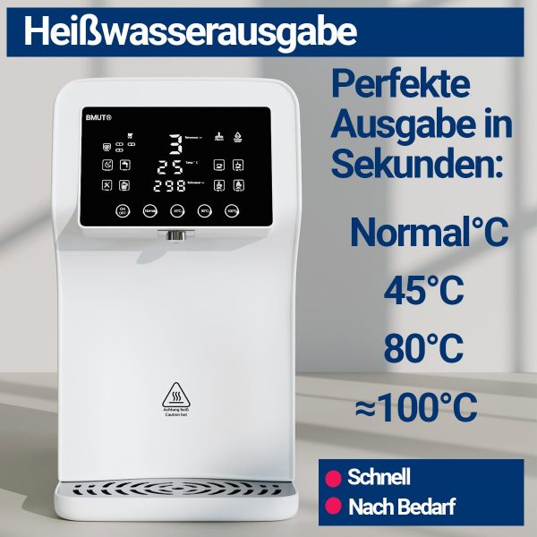 BMUT Osmoseanlage (RO) Auftischfilter (mobil) | mit Temperaturstufen (bis ~100°C) & TDS |  kein Wasseranschluss nötig | kalkfreies Trinkwasser – Wasserspender – Heißwasser - immagine 3
