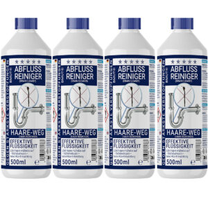 BMUT 4x 500ml Abflussreiniger Rohrreiniger Flüssig Konzentrat – Extra Stark gegen Verstopfungen – Gegen Haare, Fett & Seifenreste – Für Küche, Bad, WC – Chlorfrei & ohne Hitzebildung