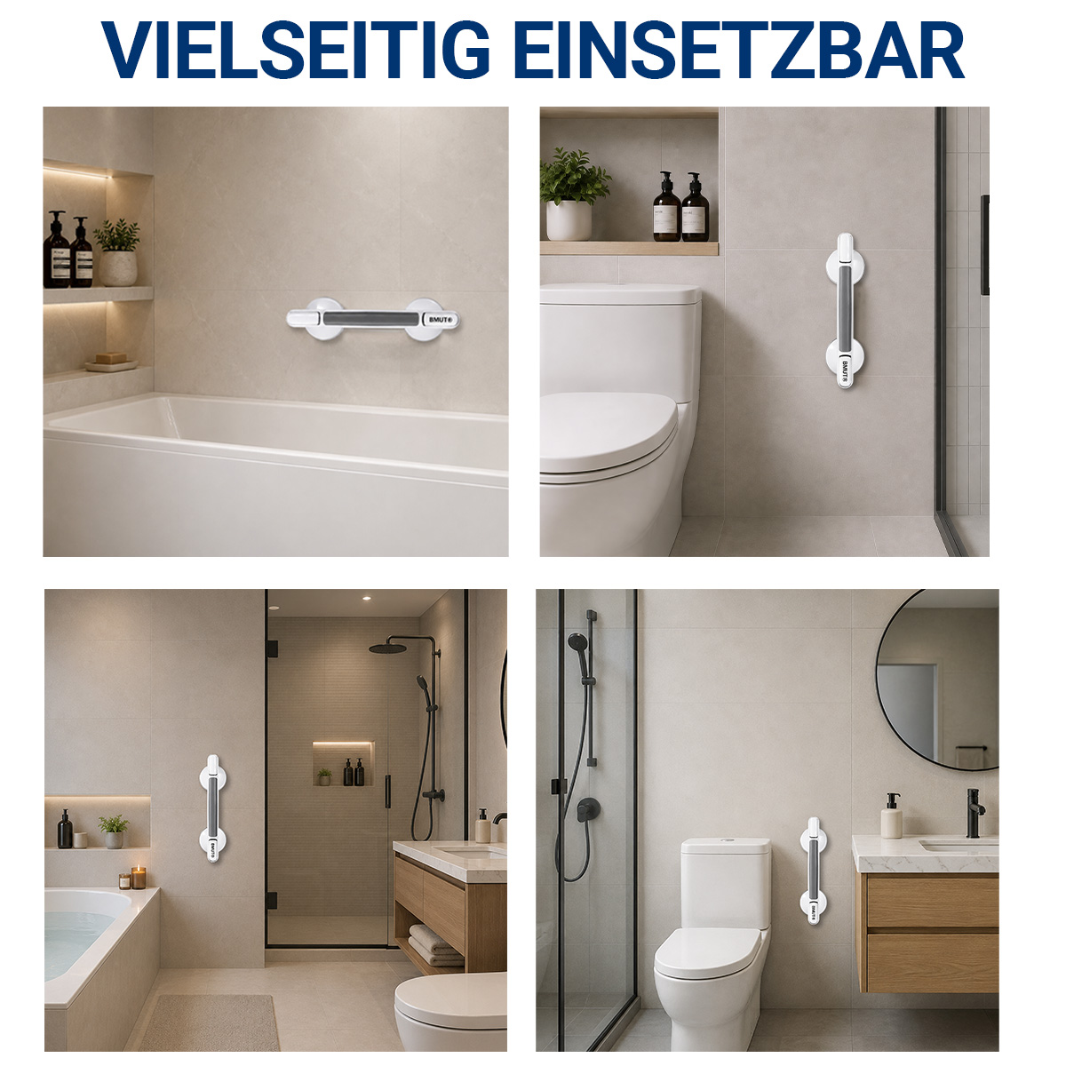 BMUT Haltegriff Dusche mit Saugnapf – Duschgriff ohne Bohren, Haltegriff Badewanne, Badewannengriff, Sauggriff Bad für Senioren, Schwangere & Menschen mit eingeschränkter Mobilität – Bild 3